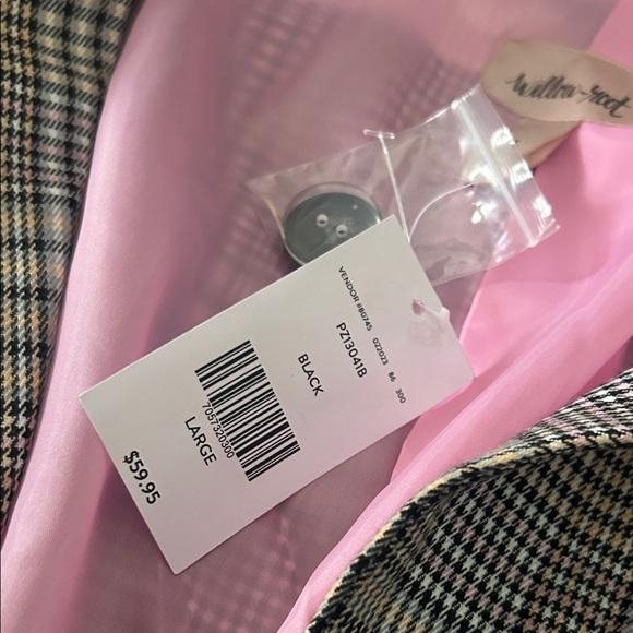 Willow & Root Plaid Blazer NWT Size Large Gray Check Structured Jacket - Picture 7 of 8